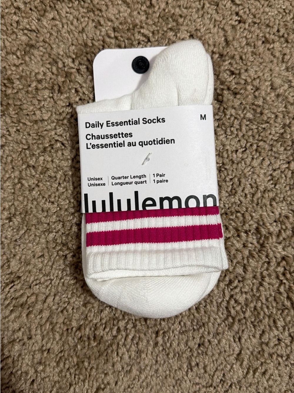lululemon athletica White Socks with Pink Stripes